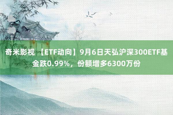 奇米影视 【ETF动向】9月6日天弘沪深300ETF基金跌0.99%，份额增多6300万份