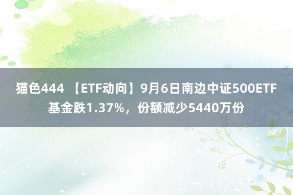 猫色444 【ETF动向】9月6日南边中证500ETF基金跌1.37%，份额减少5440万份