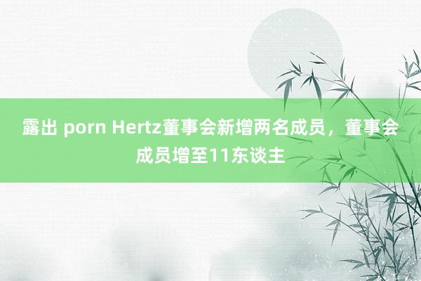 露出 porn Hertz董事会新增两名成员，董事会成员增至11东谈主