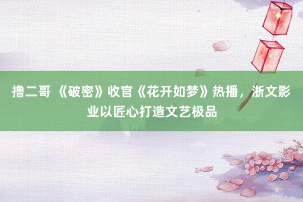   撸二哥 《破密》收官《花开如梦》热播，浙文影业以匠心打造文艺极品