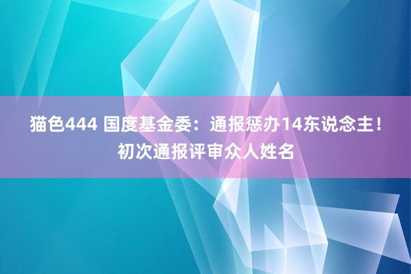   猫色444 国度基金委：通报惩办14东说念主！初次通报评审众人姓名