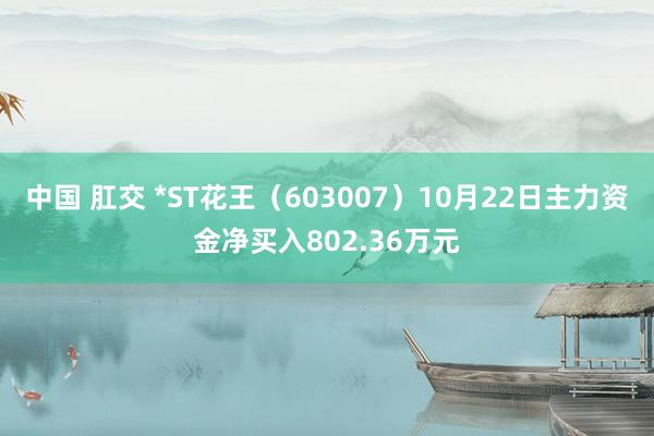   中国 肛交 *ST花王（603007）10月22日主力资金净买入802.36万元