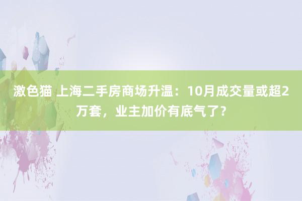   激色猫 上海二手房商场升温：10月成交量或超2万套，业主加价有底气了？