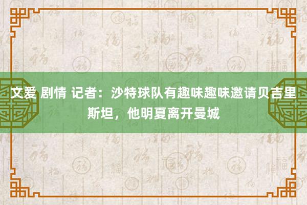 文爱 剧情 记者：沙特球队有趣味趣味邀请贝吉里斯坦，他明夏离开曼城