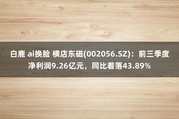   白鹿 ai换脸 横店东磁(002056.SZ)：前三季度净利润9.26亿元，同比着落43.89%