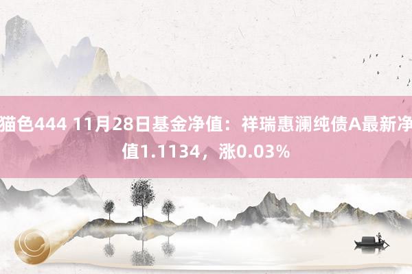   猫色444 11月28日基金净值：祥瑞惠澜纯债A最新净值1.1134，涨0.03%