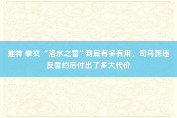   推特 拳交 “洛水之誓”到底有多有用，司马懿违反誓约后付出了多大代价