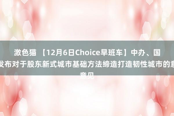 激色猫 【12月6日Choice早班车】中办、国办发布对于股东新式城市基础方法缔造打造韧性城市的意见