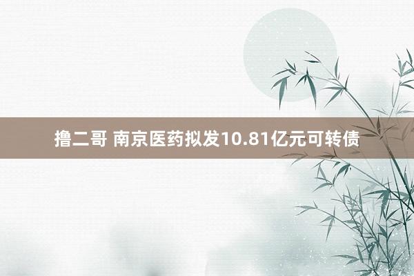 撸二哥 南京医药拟发10.81亿元可转债