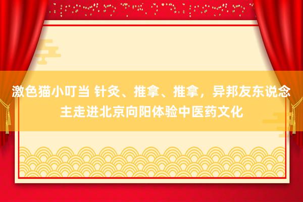 激色猫小叮当 针灸、推拿、推拿，异邦友东说念主走进北京向阳体