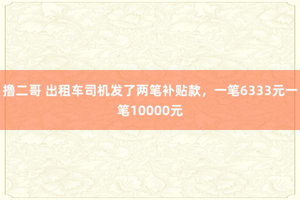 撸二哥 出租车司机发了两笔补贴款，一笔6333元一笔1000