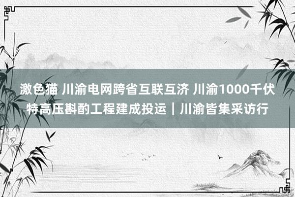 激色猫 川渝电网跨省互联互济 川渝1000千伏特高压斟酌工程