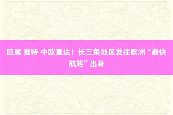 巨屌 推特 中欧直达！长三角地区发往欧洲“最快航路”出身