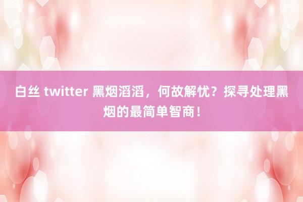 白丝 twitter 黑烟滔滔，何故解忧？探寻处理黑烟的最简